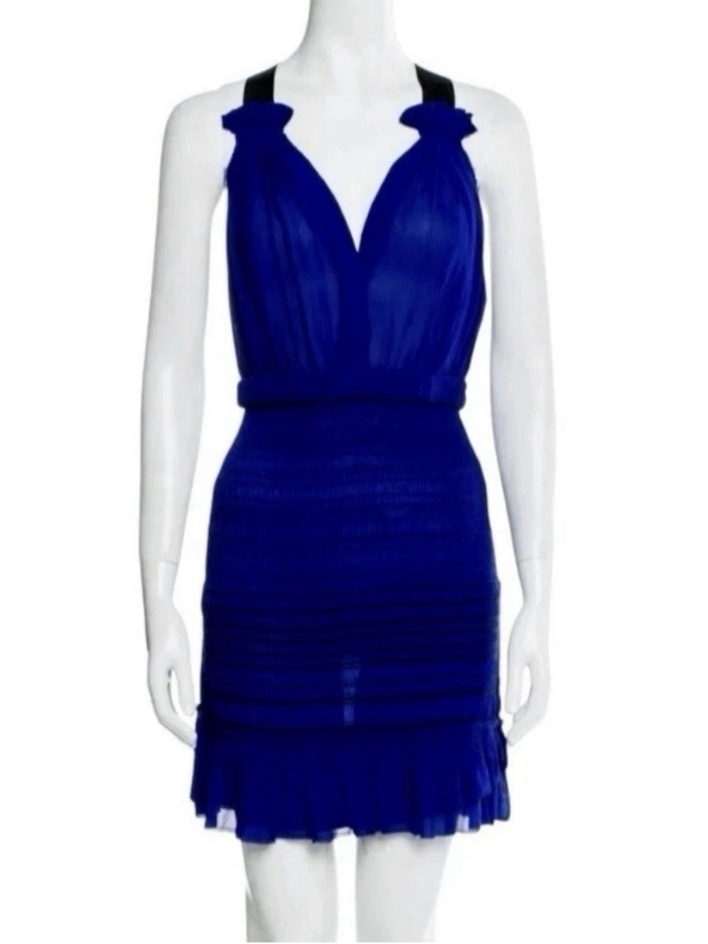 Isabel Marant Horai Silk Blue Dress US 2 Ruched Pleated Ruffle ASO Paris Hilton